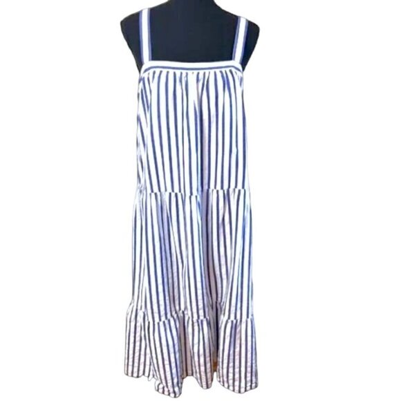 Universal Thread Goods Co. Blue and White Striped Women’s XXL Tiered Maxi Dress - Picture 1 of 9